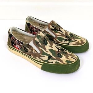 Ed Hardy Green Camo Gorilla Slip-On Shoes